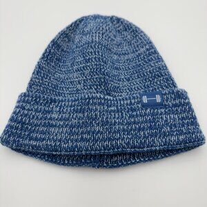 BARBELLA Blue Marled Knit Barbell Logo Beanie Acrylic Cuffed Winter Hat